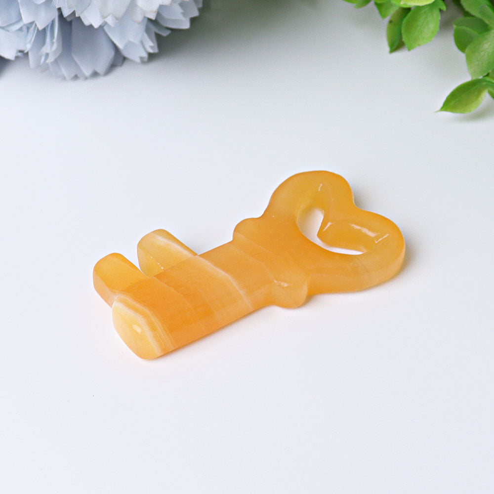 2.3 Inch Orange Calcite Heart Key Crystal Shape for Healing