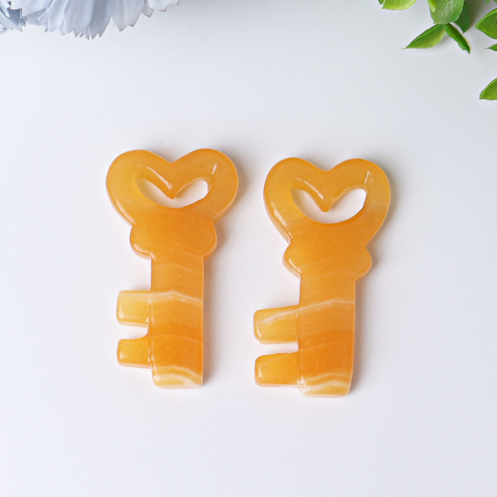 2.3 Inch Orange Calcite Heart Key Crystal Shape for Healing