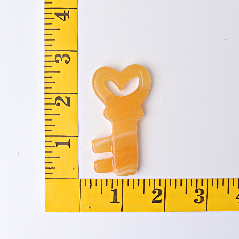 2.3 Inch Orange Calcite Heart Key Crystal Shape for Healing