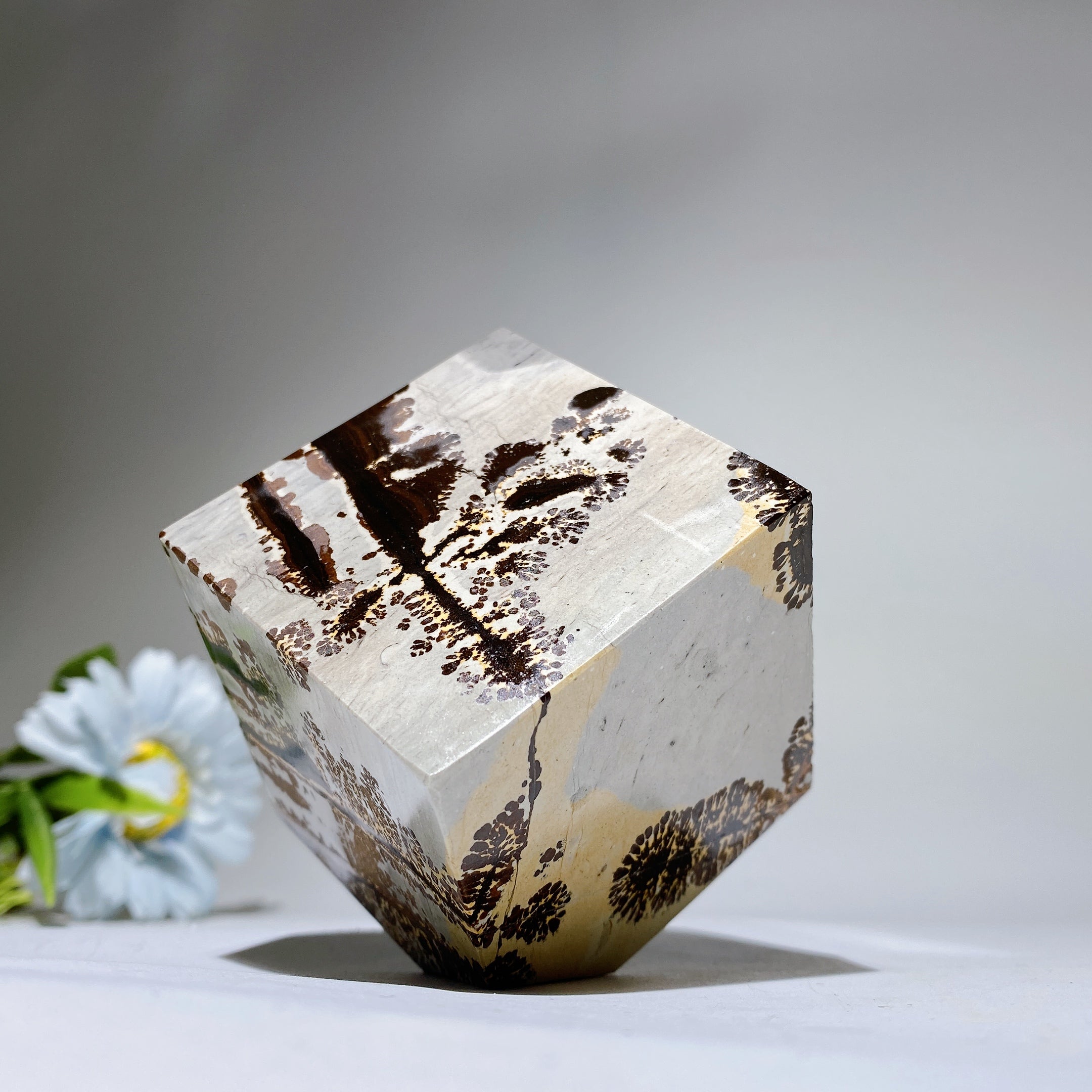 2.3 Inch Picture Jasper Cube Crystal Figurine for Healing