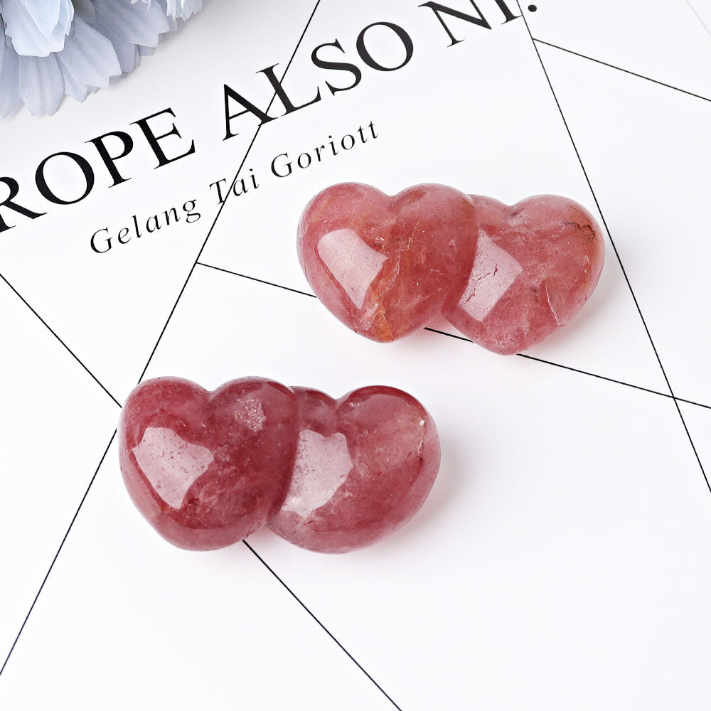 2.3 Inch Pink Double Heart Crystal Figurine