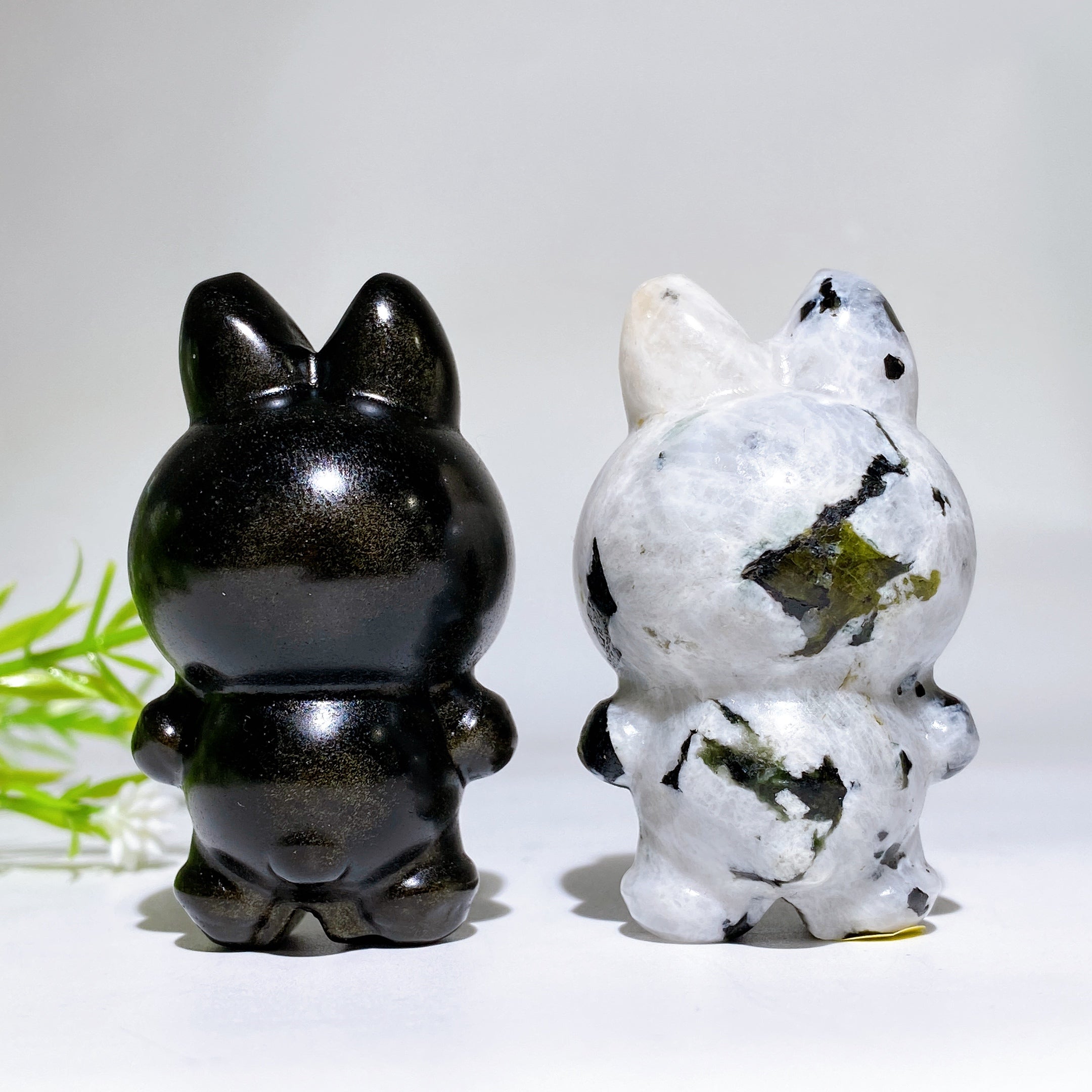 2.3 Inch Rainbow Moonstone & Golden Obsidian Crystal Figurines