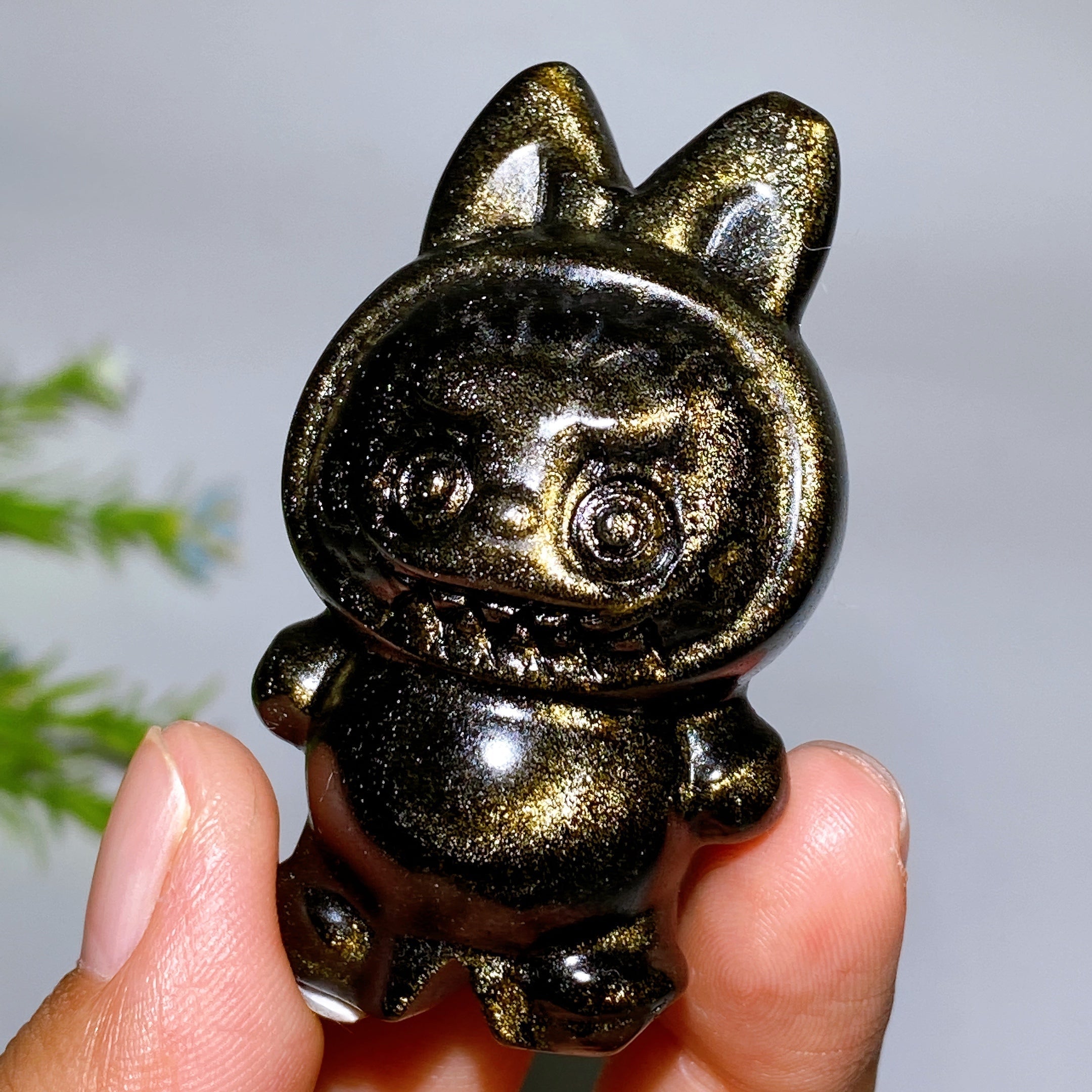 2.3 Inch Rainbow Moonstone & Golden Obsidian Crystal Figurines