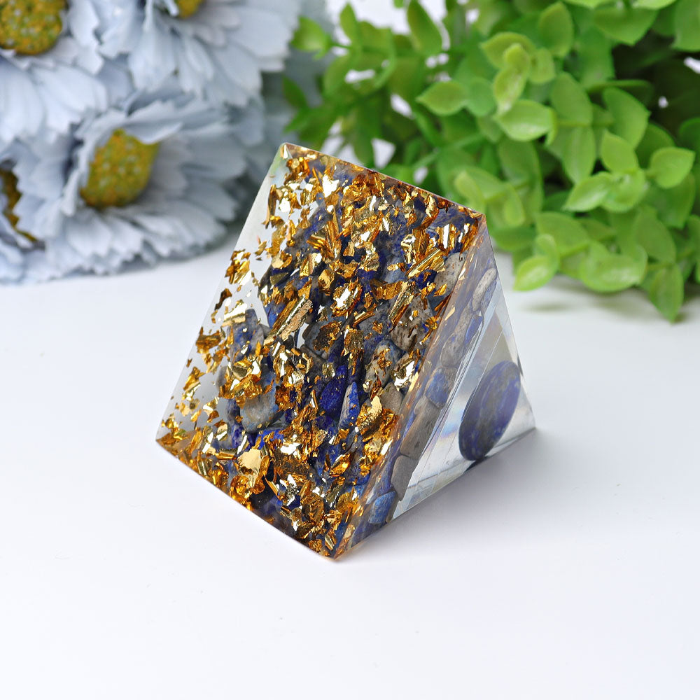 2.3 inch Resin Lapis Lazuli Healing Crystal Pyramid