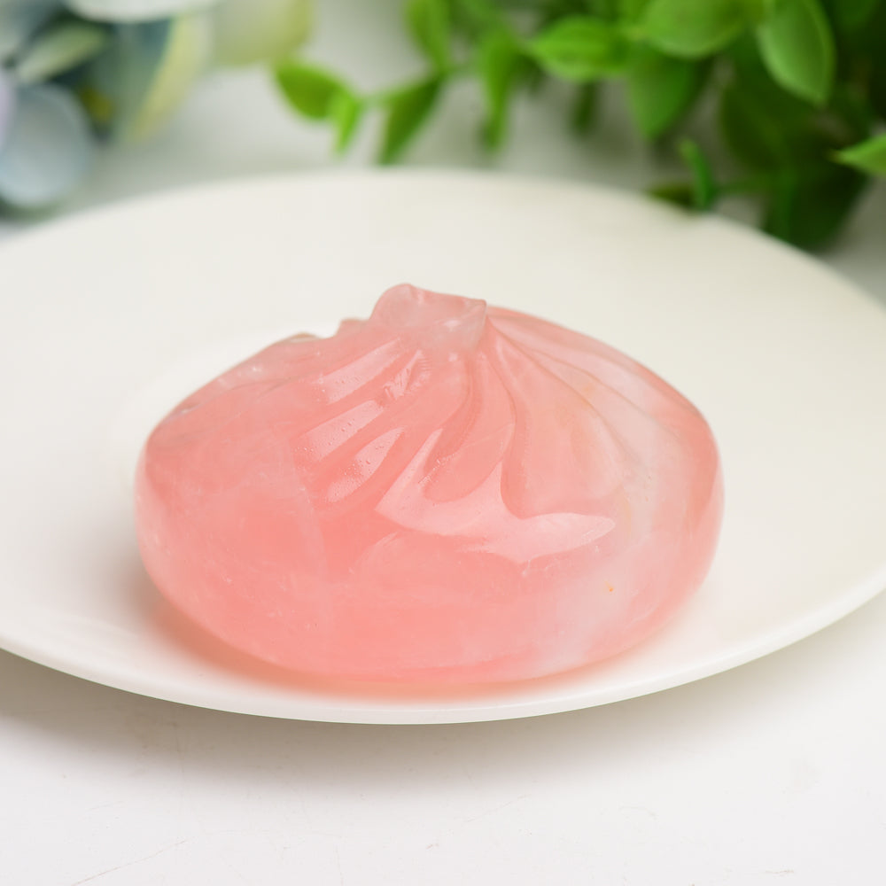 2.3 Inch Rose Quartz & Calcite Baozi Dumpling Crystal Figurines
