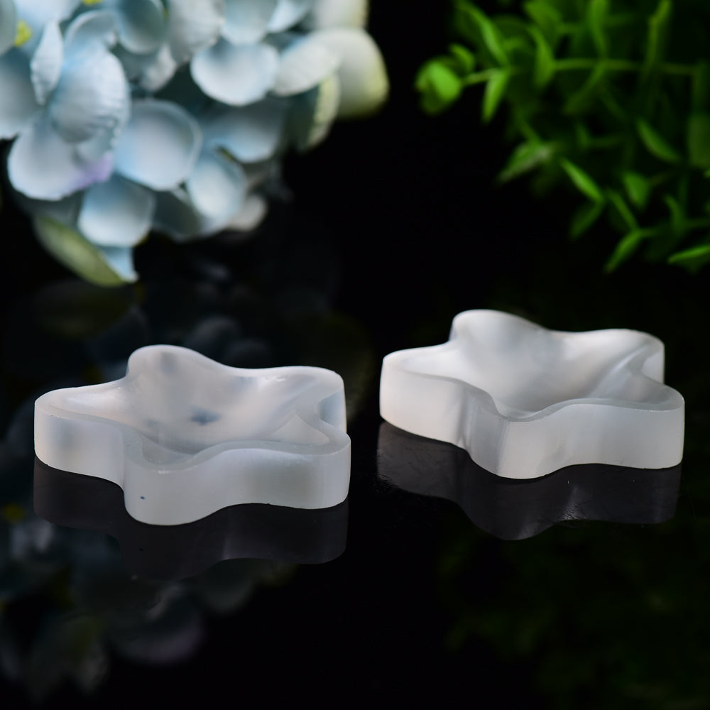 Bol en sélénite en forme d'étoile de 2,3 pouces pour décoration en cristal