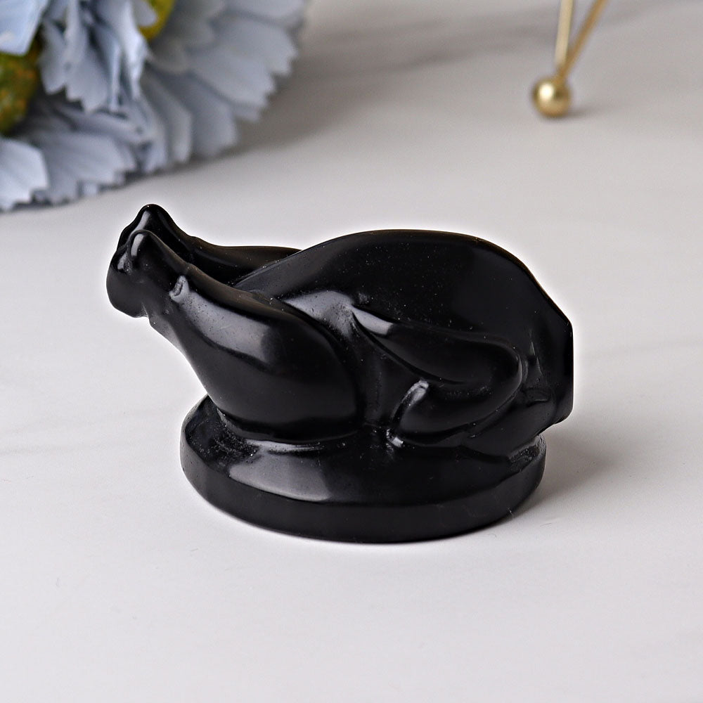 2.35 in Black Obsidian Crystal Figurine Carving