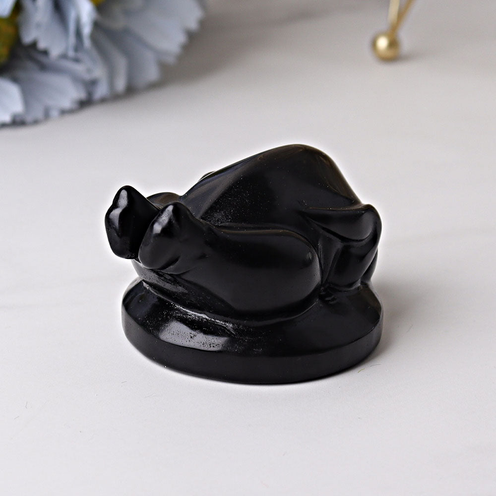 2.35 in Black Obsidian Crystal Figurine Carving