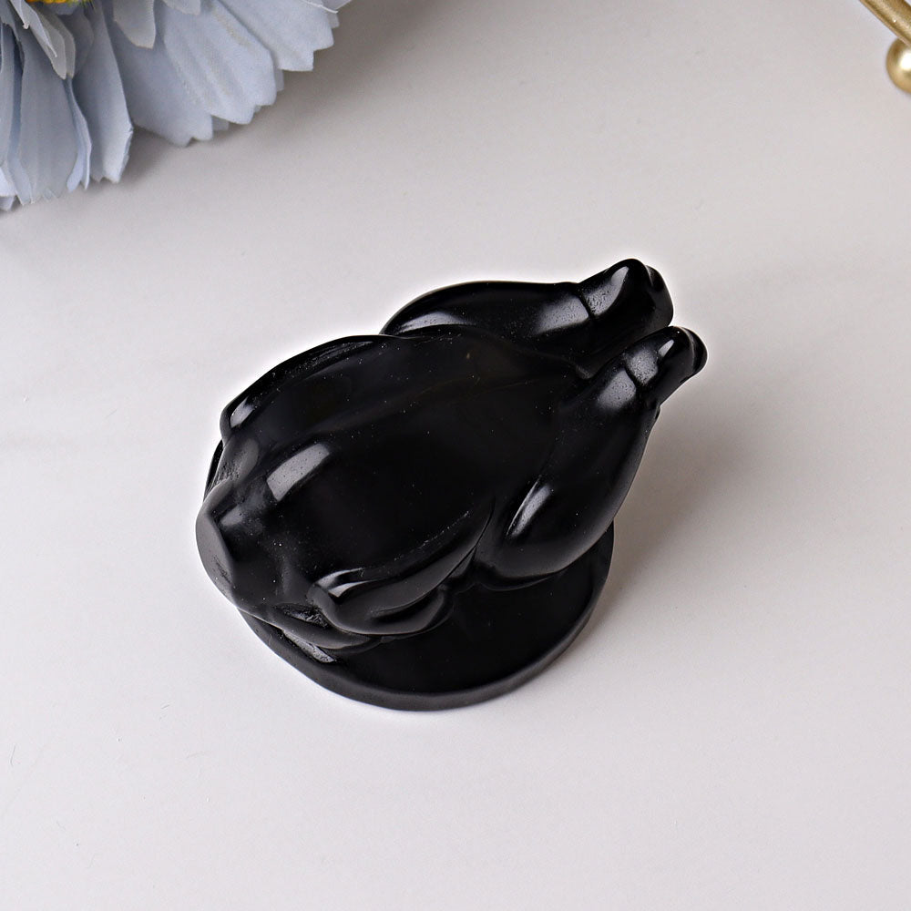 2.35 in Black Obsidian Crystal Figurine Carving