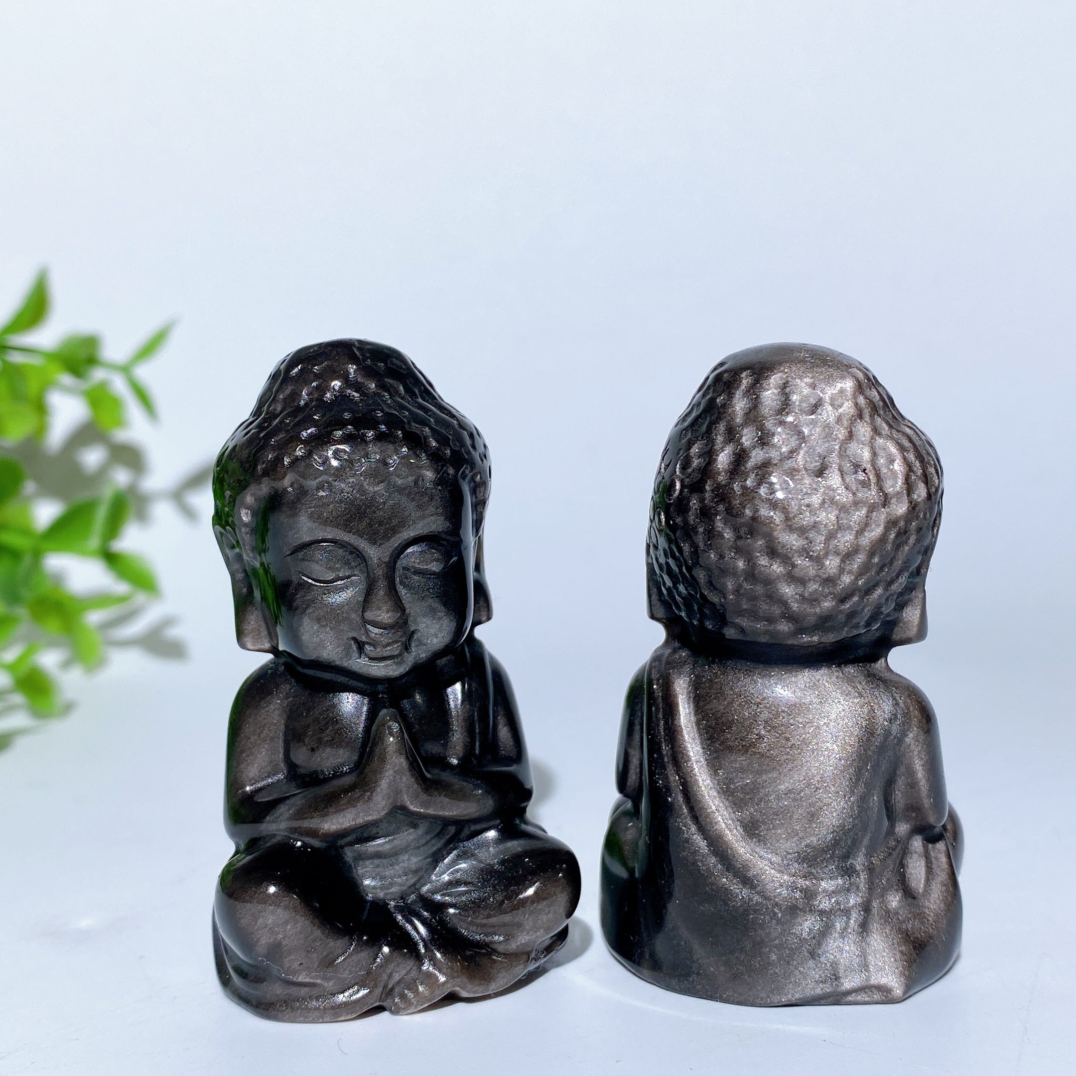 2.4-2.9 inch Silver and Golden Obsidian Buddha Statue Crystal Healing