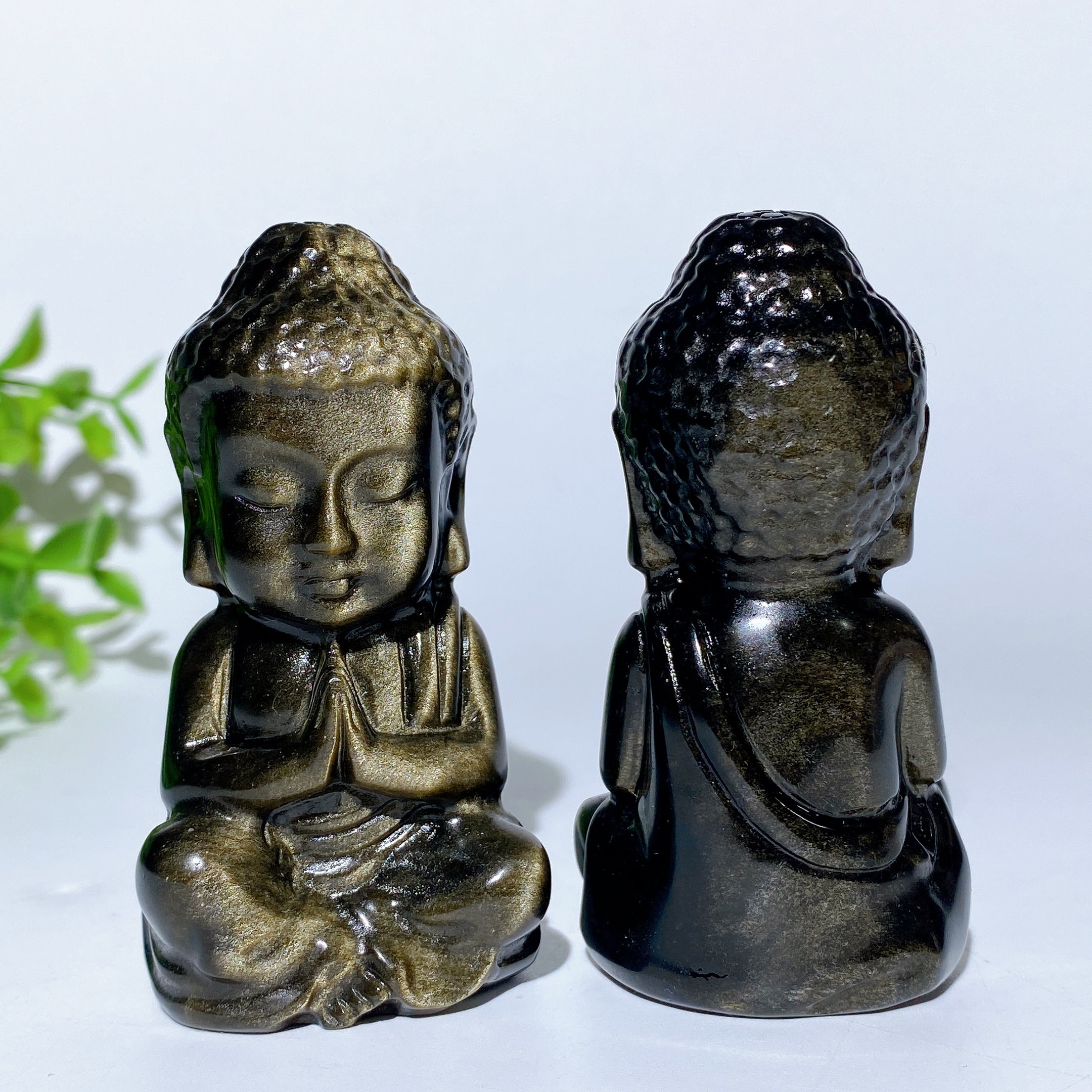 2.4-2.9 inch Silver and Golden Obsidian Buddha Statue Crystal Healing