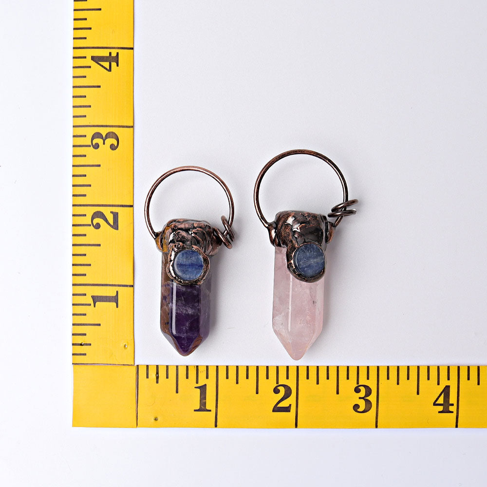 2.4 Inch Amethyst Rose Quartz Pendant with Kyanite