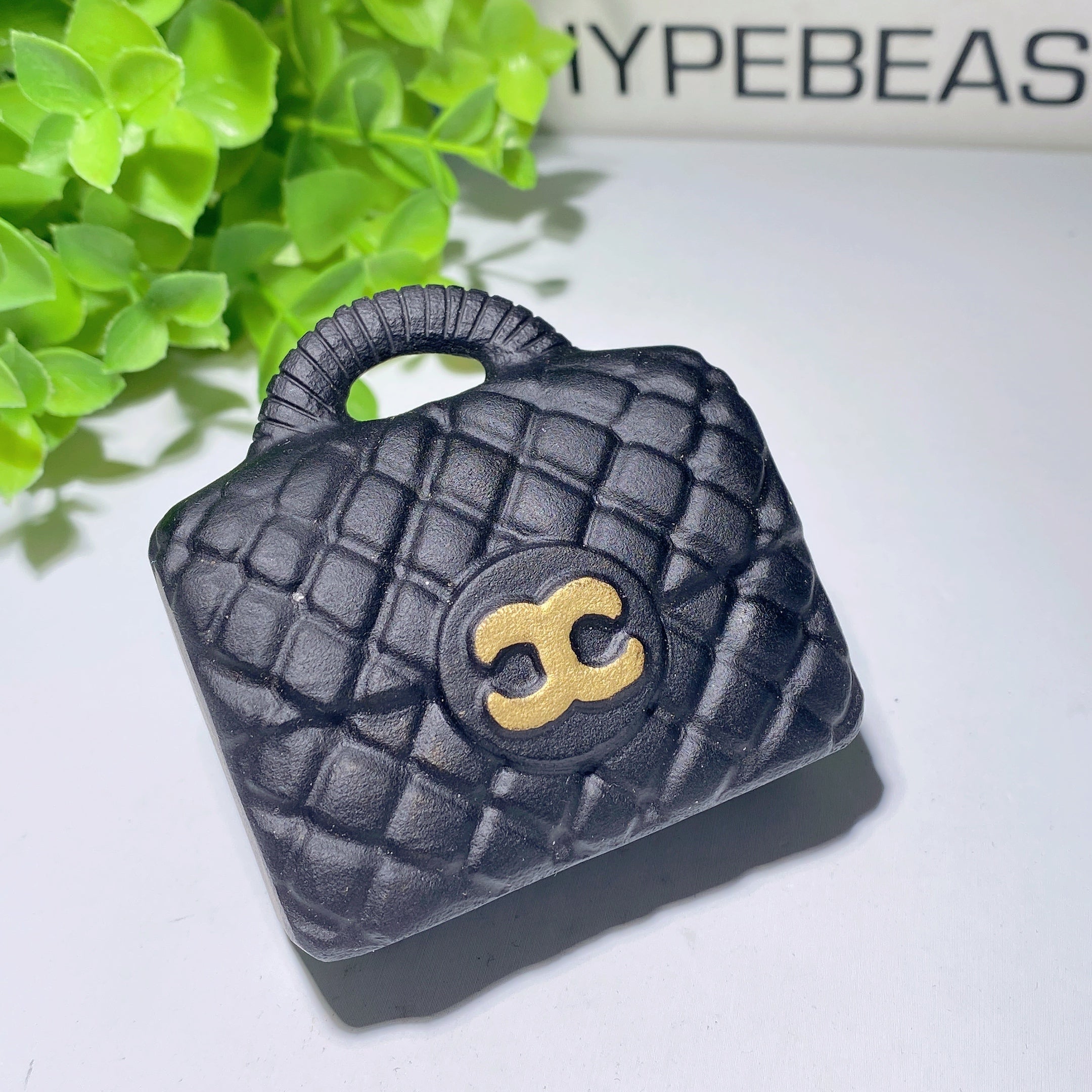 2.4 Inch Black Obsidian Crystal Handbag Figurine Carving