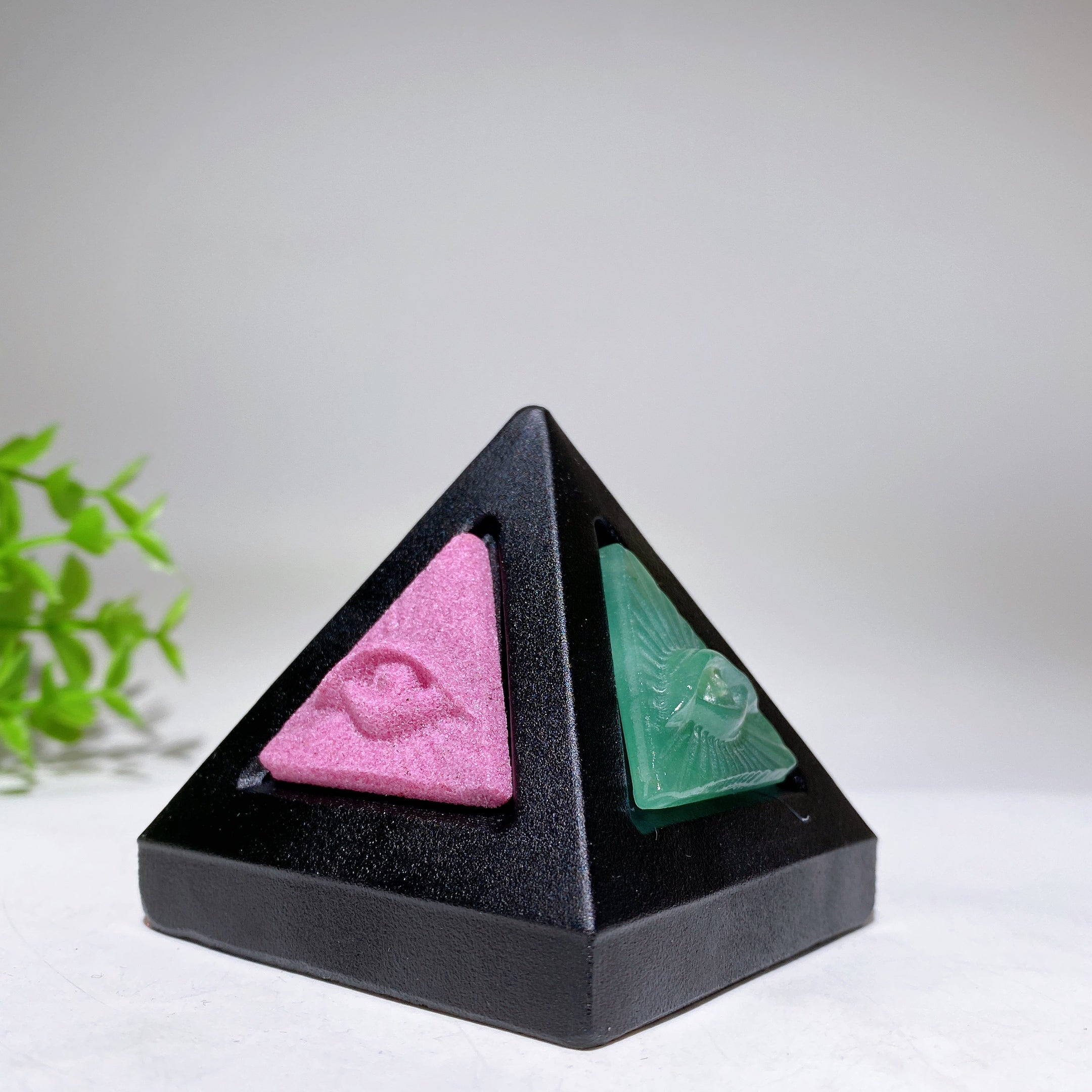 2.4 inch Black Obsidian Crystal Pyramid with Horus Eye Healing