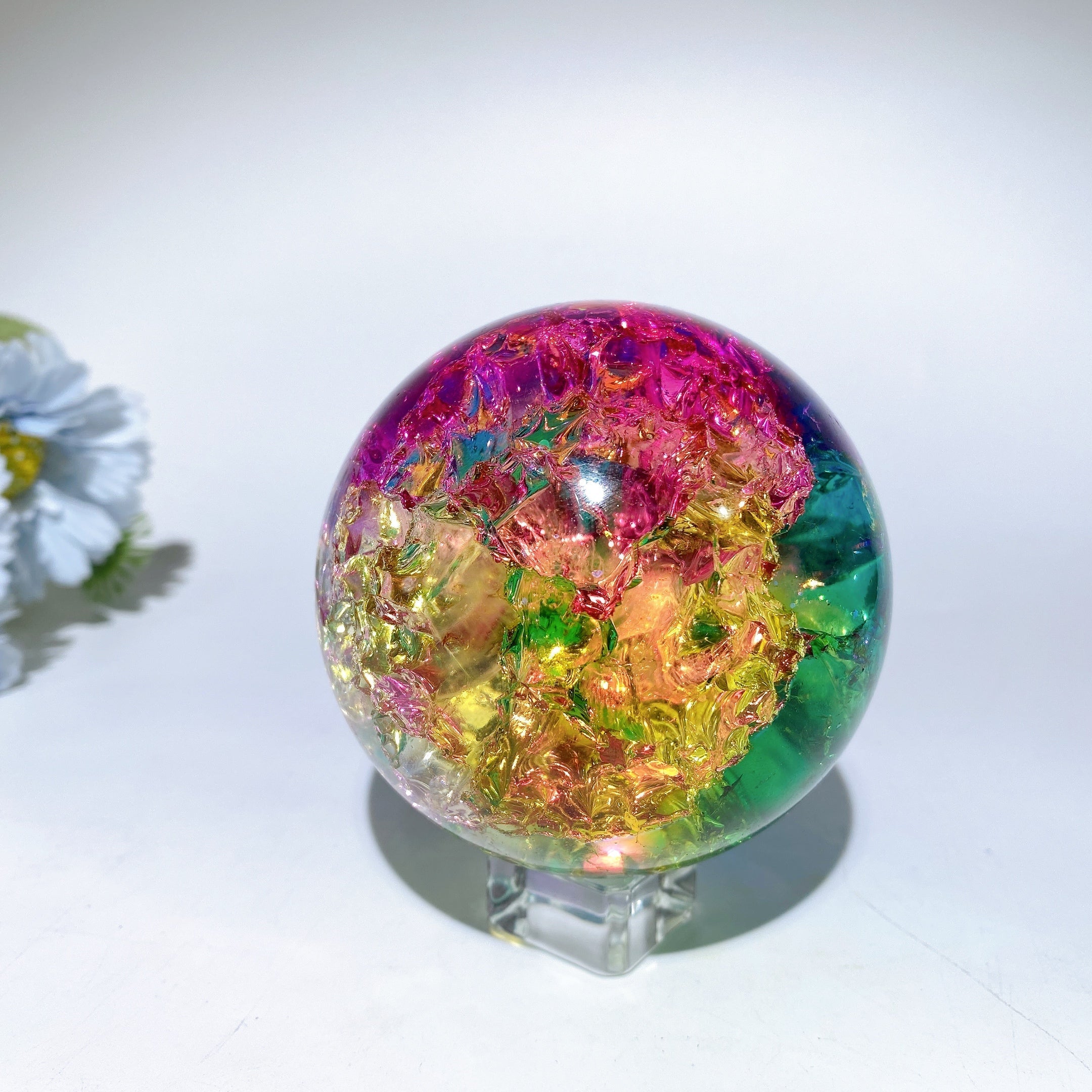 2-4 inch Crack Glass Crystal Sphere for Spiritual Healing