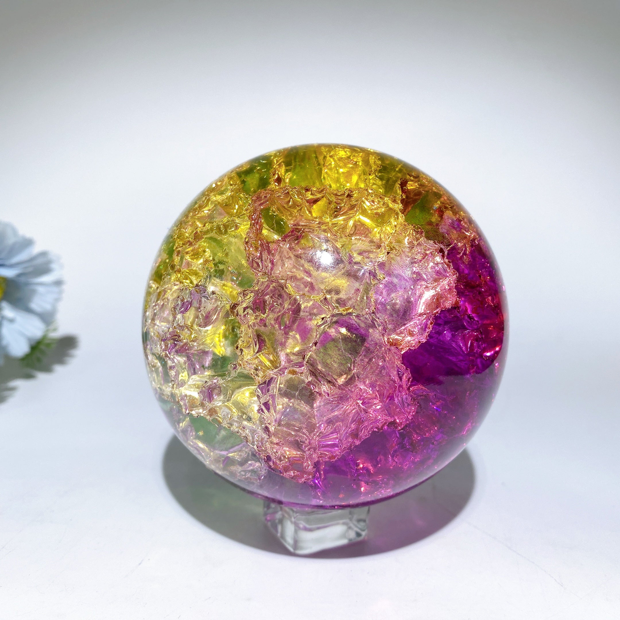 2-4 inch Crack Glass Crystal Sphere for Spiritual Healing