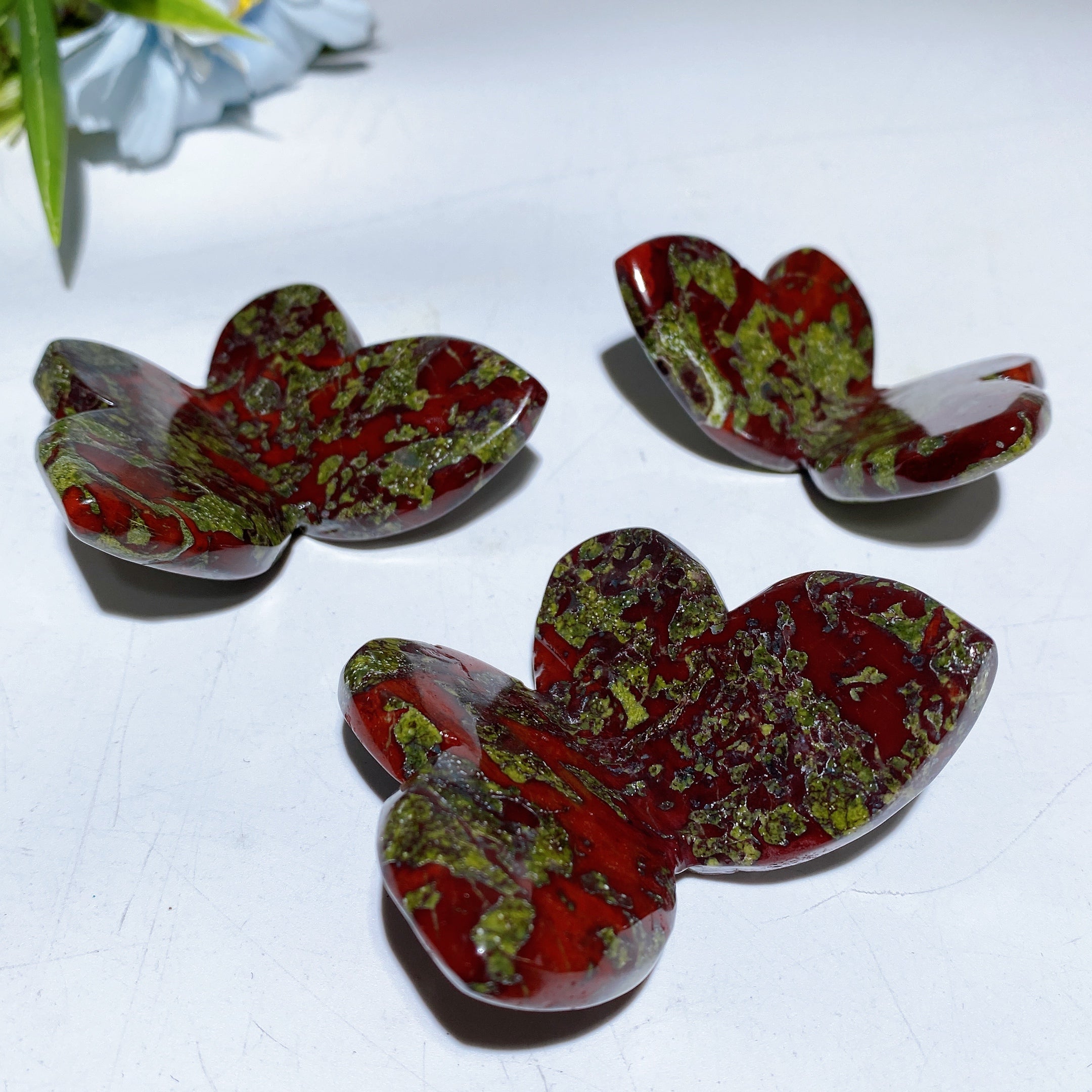 2.4 Inch Dragon Blood Butterfly Carving Crystal Figurine