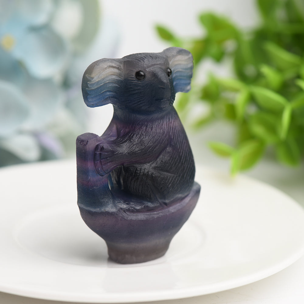 2.4-inch Rainbow Fluorite Crystal Koala Figurine