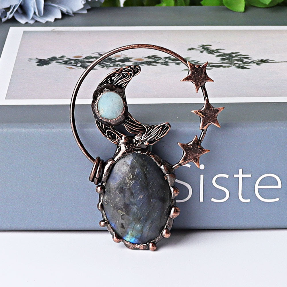 Pendentif cœur en cristal d'améthyste vintage de 2,4 pouces