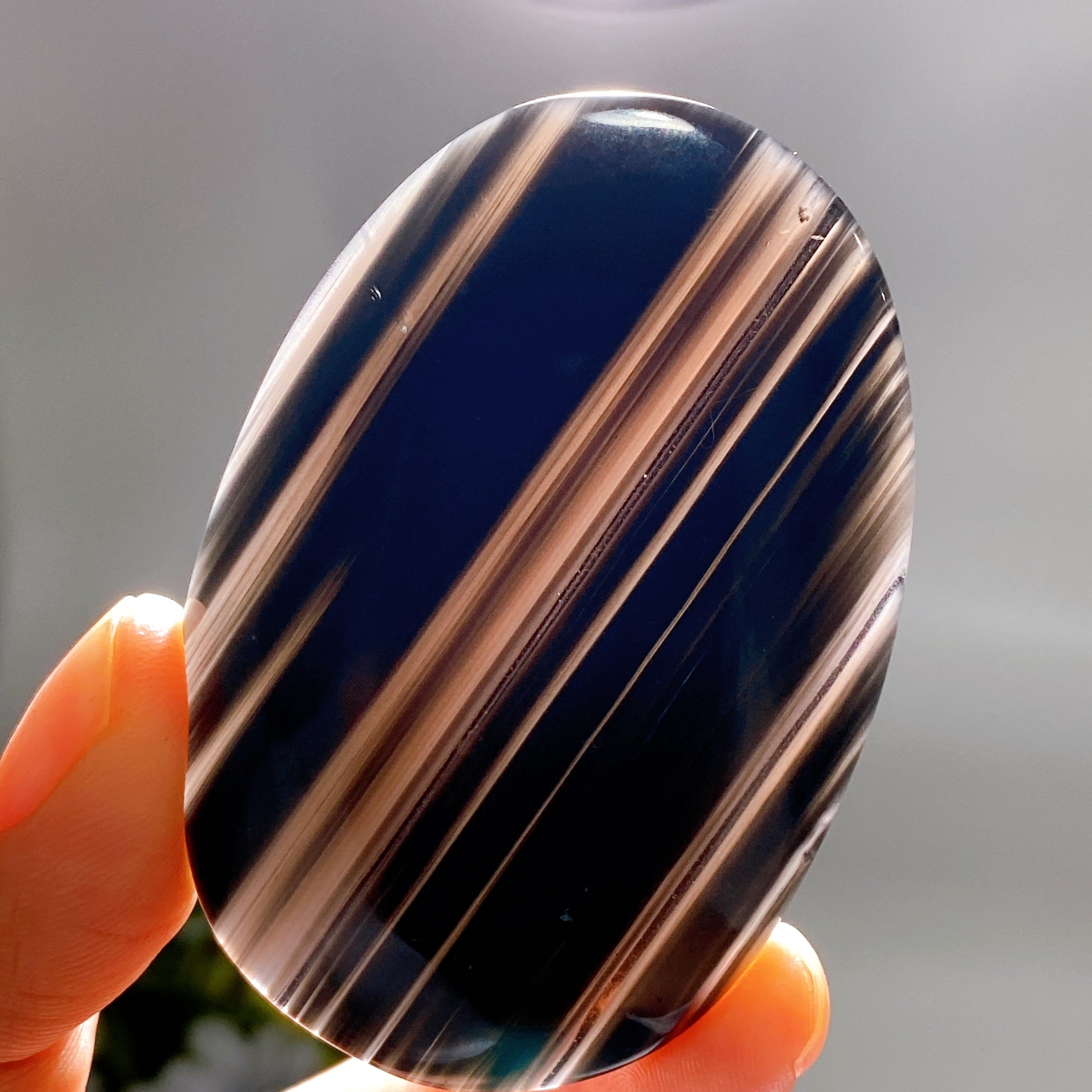 2.4" Midnight Lace Obsidian Grounding Palm Stone