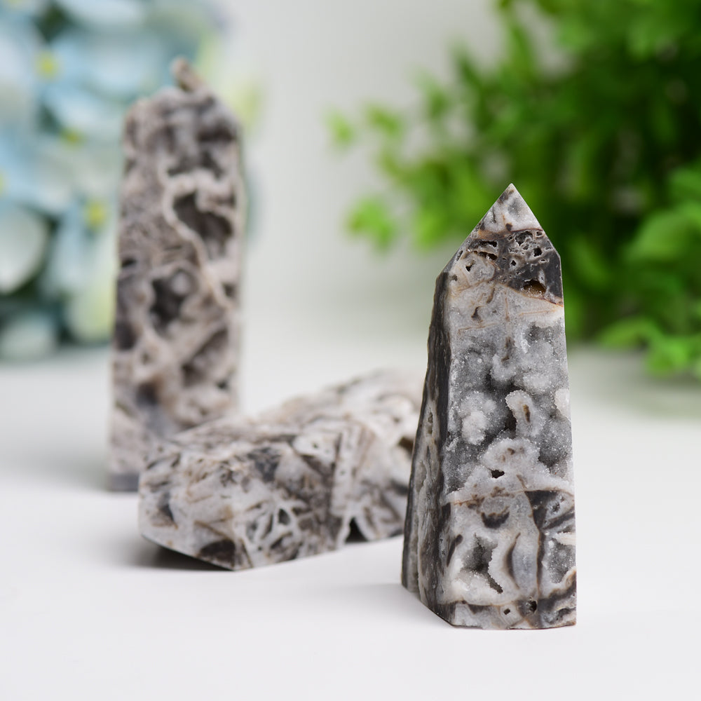 2.5-4.0 inch Druzy Zinc Crystal Tower for Healing