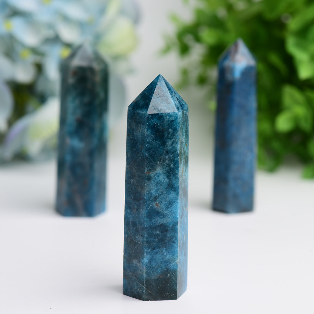 2.5-4 Inch Blue Apatite Crystal Point for Healing
