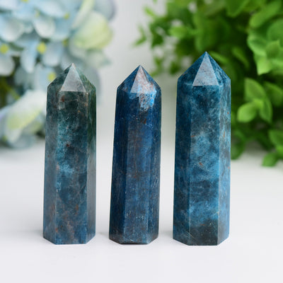 2.5-4 Inch Blue Apatite Crystal Point for Healing