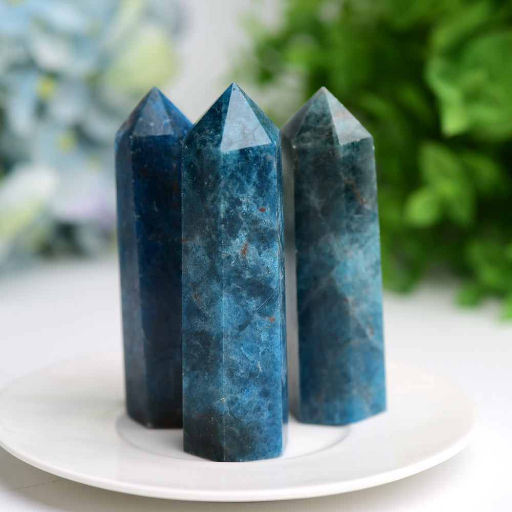 2.5-4 Inch Blue Apatite Crystal Point for Healing