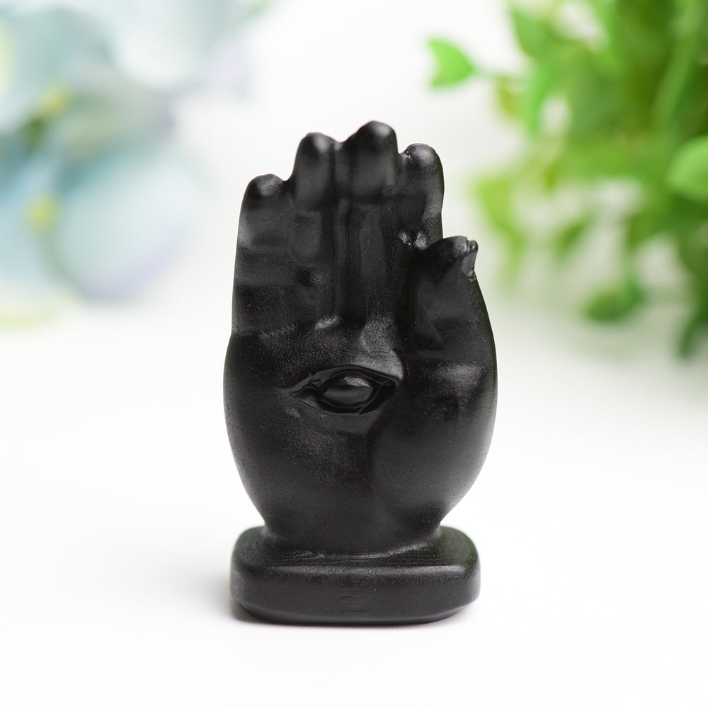 2.5 inch Black Obsidian Hand Figurine for Healing Energy