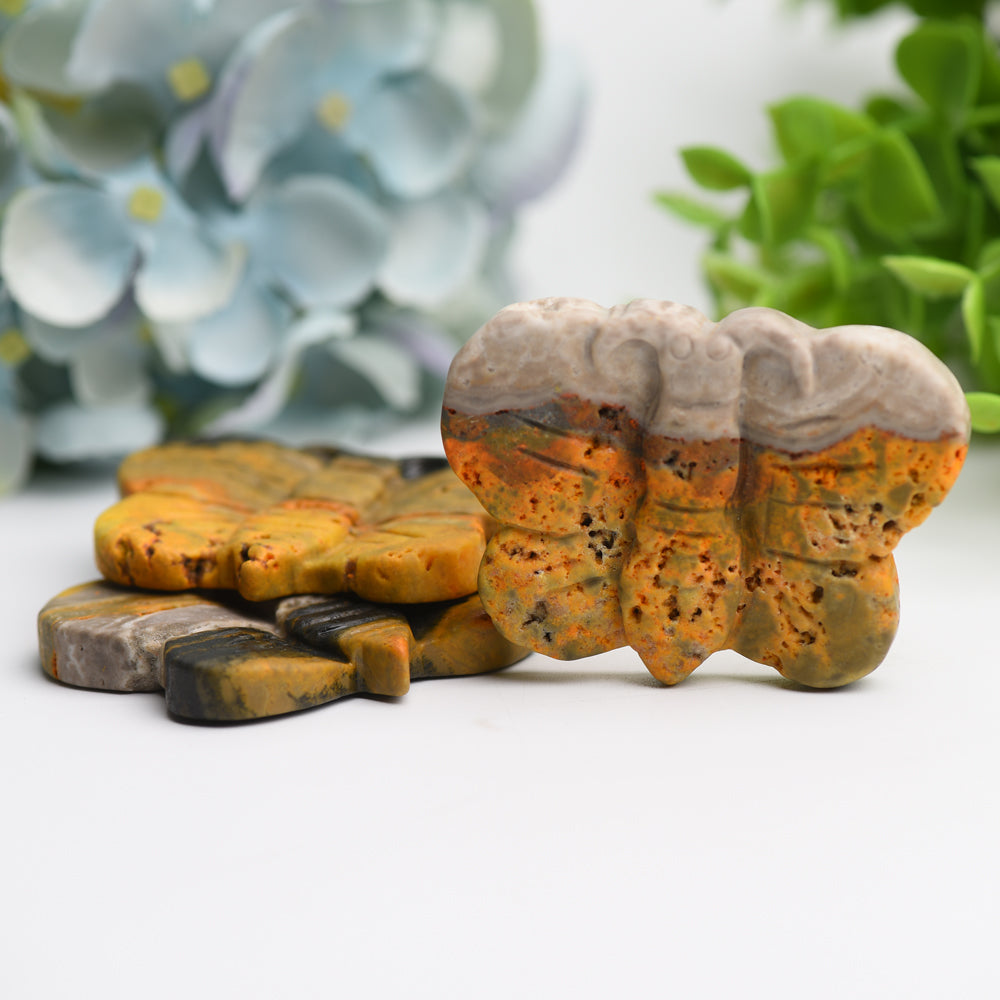 2.5 Inch Bumble Bee Jasper Butterfly Crystal for Healing
