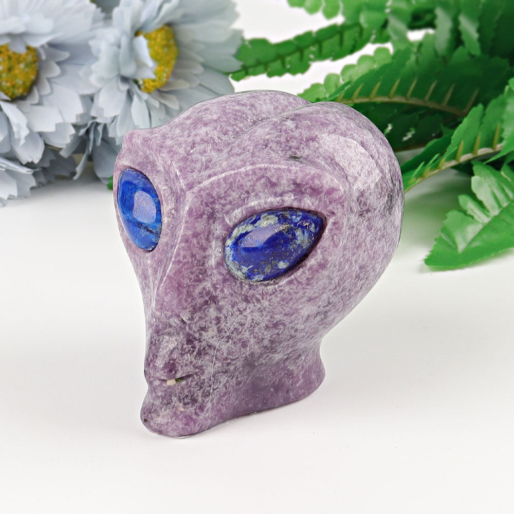 2.5 inch Crystal Alien Skull Carving in Rose Quartz & More