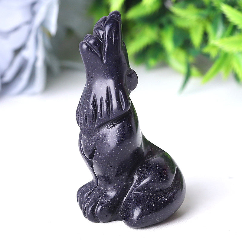2.5 inch Crystal Wolf Carvings Hand-Carved Gemstone Figurines