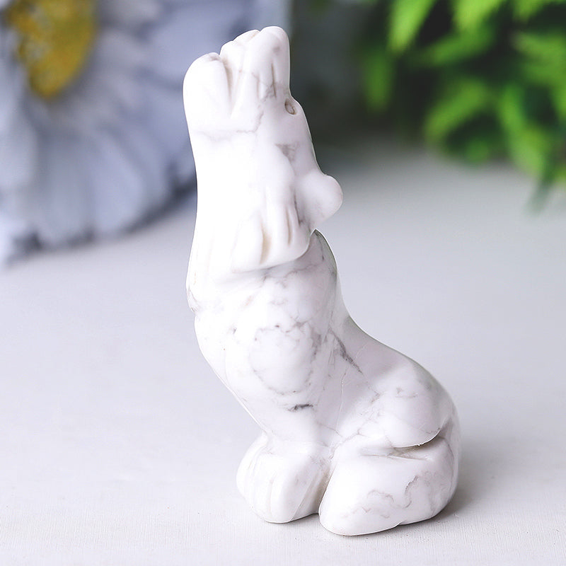 2.5 inch Crystal Wolf Carvings Hand-Carved Gemstone Figurines
