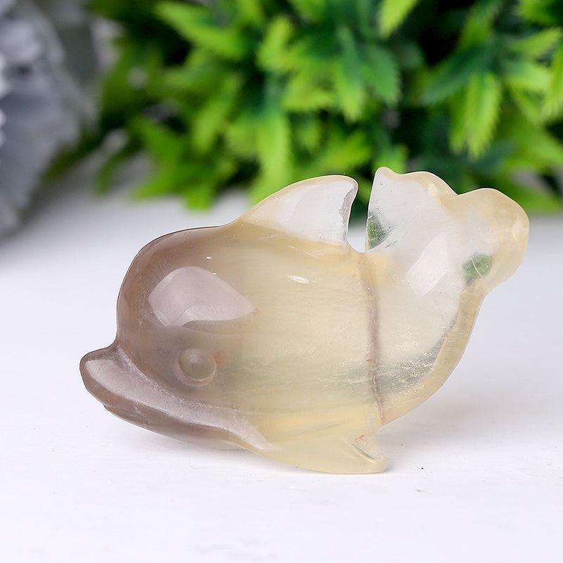 2.5-inch Fluorite Dolphin Crystal Figurine Healing