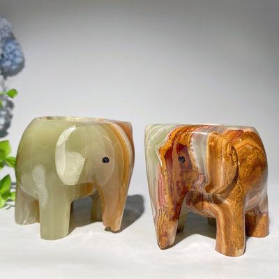 Bougeoir éléphant en jade vert afghan de 2,5 pouces pour la guérison