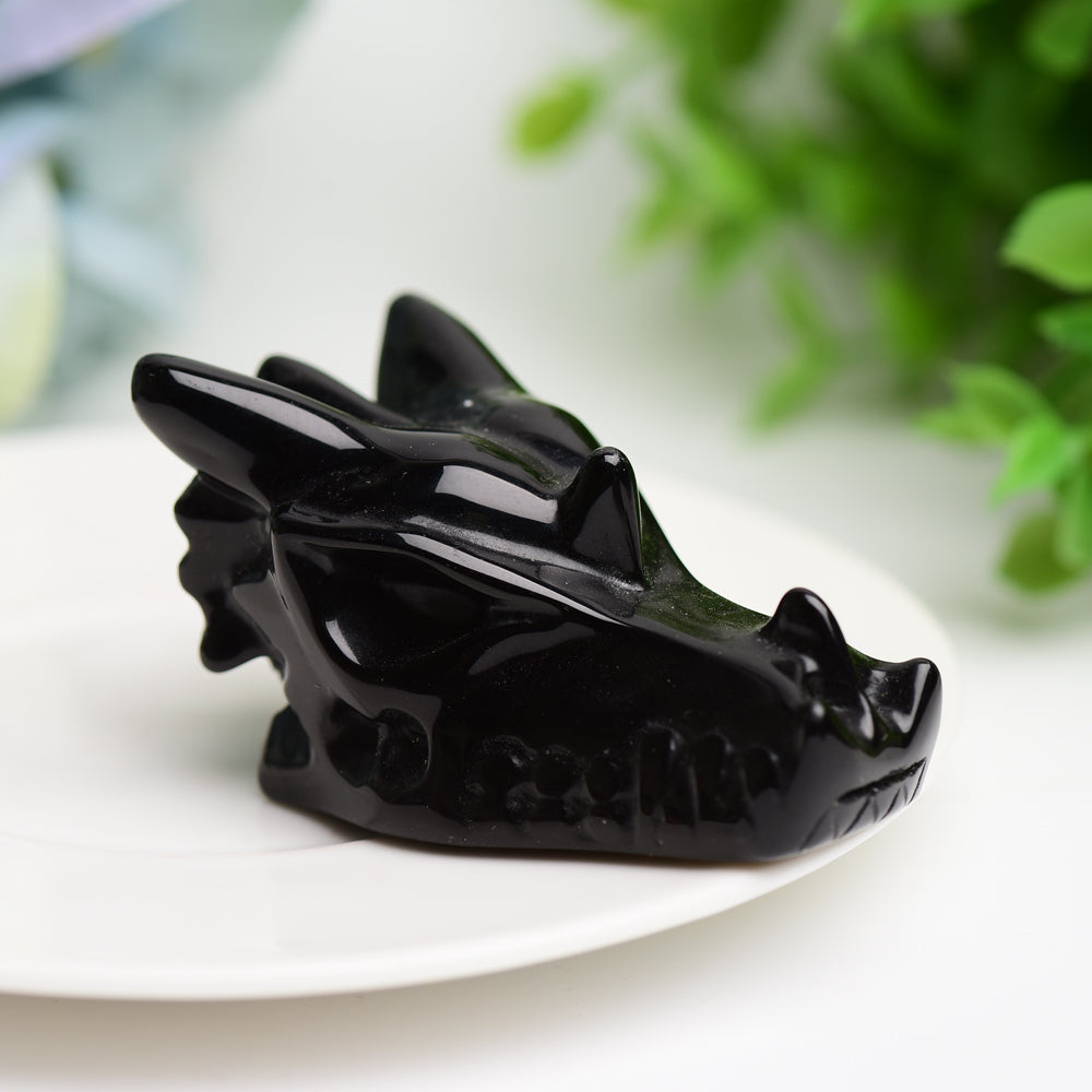 2.5 inch Mixed Crystal Dragon Head Carving Figurine