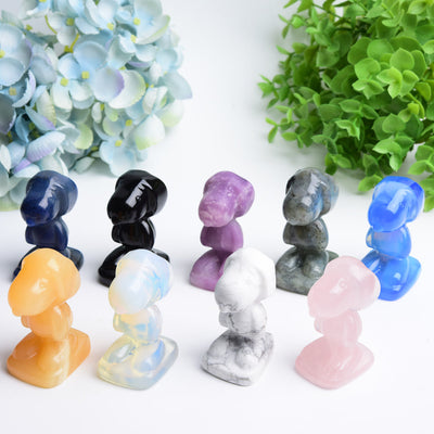 Figurine de guérison sculptée Snoopy en cristal mixte de 2,5 pouces
