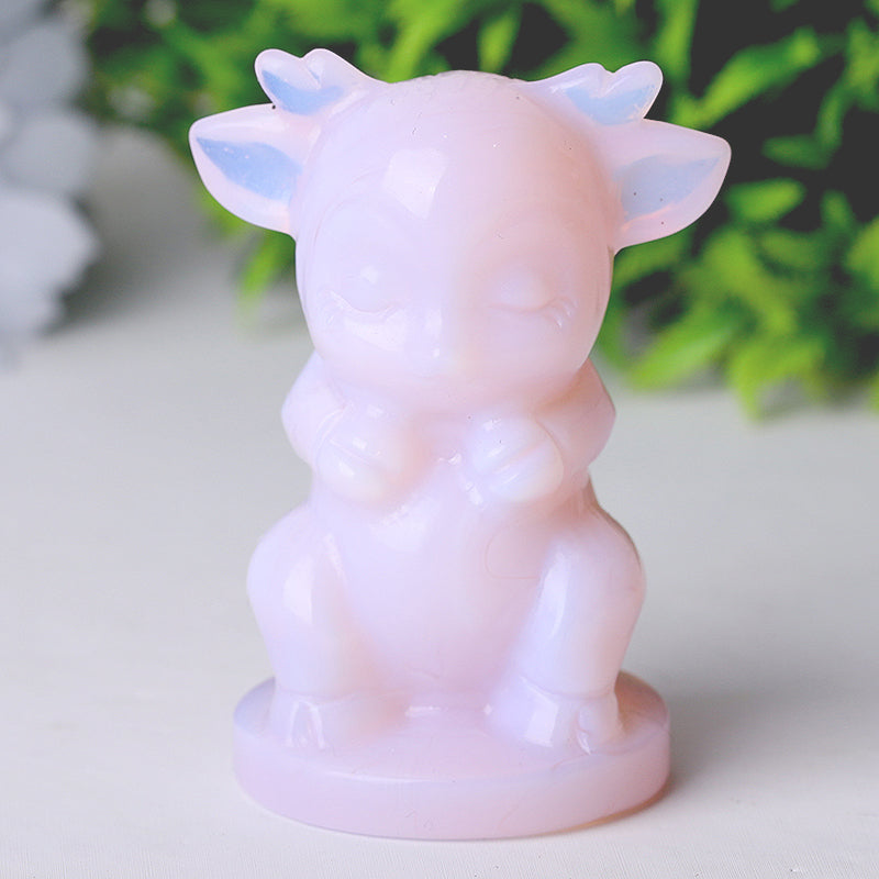 2.5 Inch Pink Opalite Crystal Figurine Carving