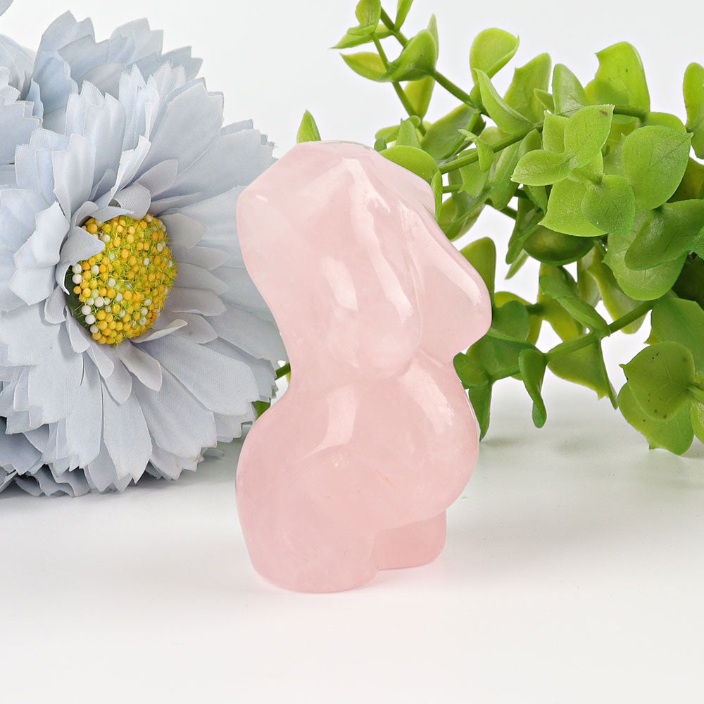 2.5 Inch Rose Quartz Pregnant Crystal Figurine