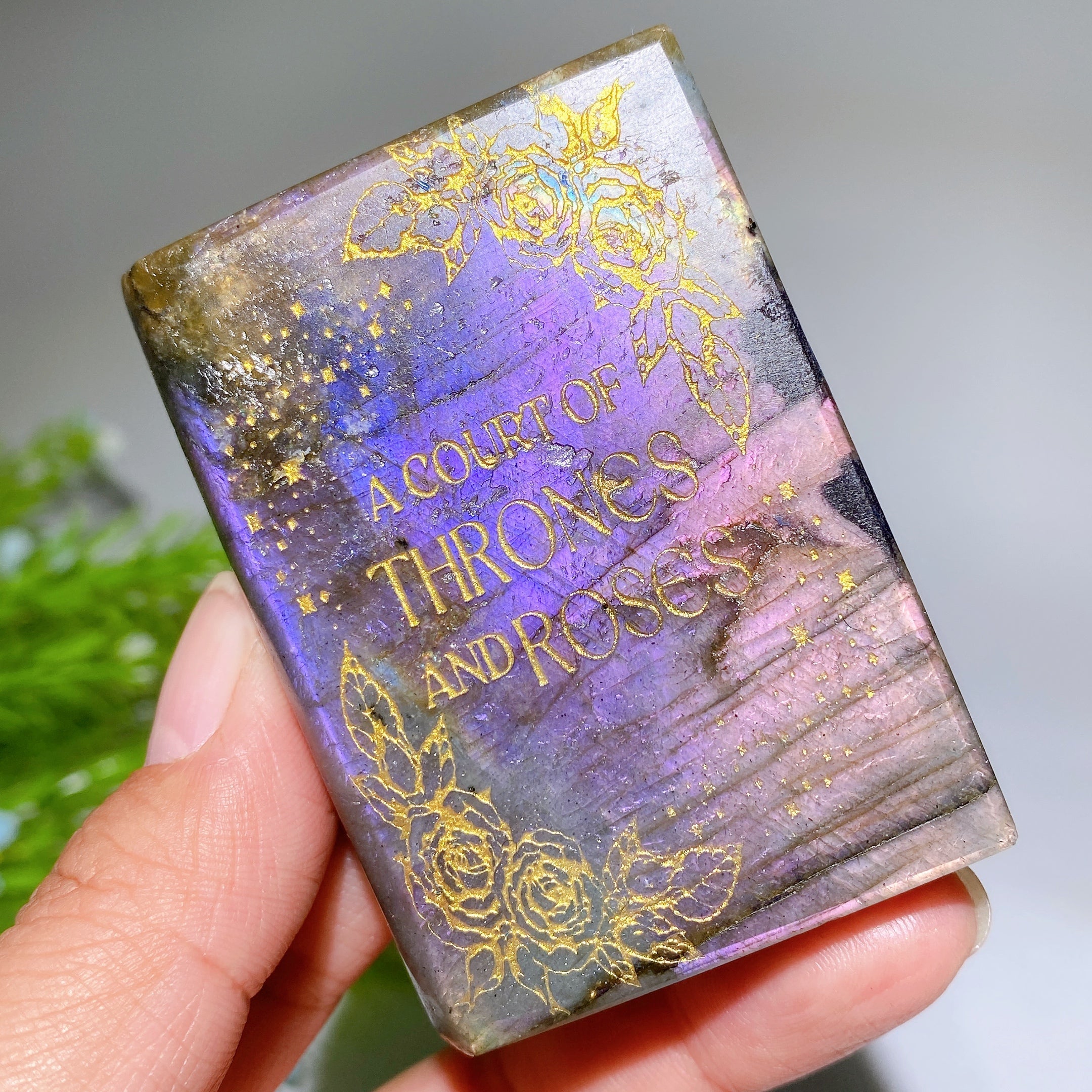 2.5" Labradorite Crystal Holy Bible Carving Figurine Healing 120g