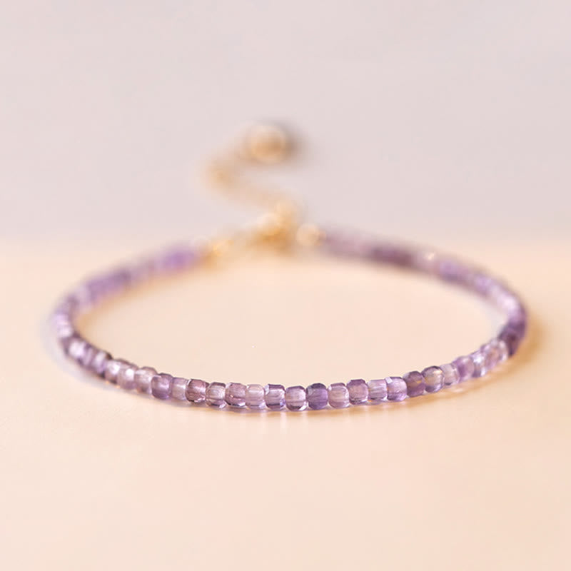 Bracelet de paix intérieure en améthyste de 2,5 mm et or 14 carats