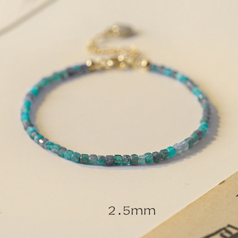 Bracelet de motivation en forme de cœur en cuivre plaqué or 14 carats avec perles ultra-fines en apatite de 2,5 mm