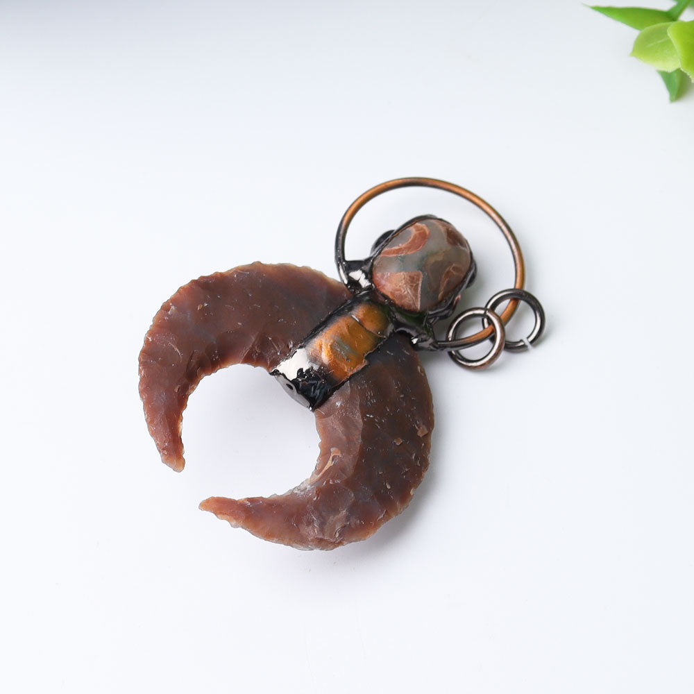 2.6 inch Agate Moon Shape Crystal Pendant for Jewelry DIY