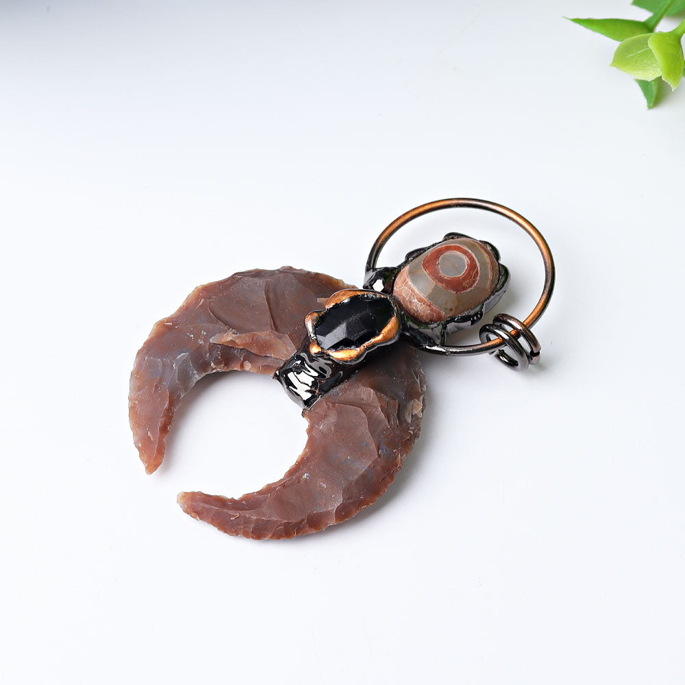 2.6 inch Agate Moon Shape Crystal Pendant for Jewelry DIY