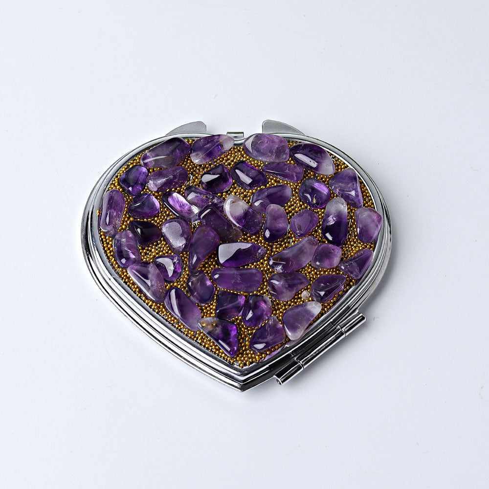 2.6-inch Amethyst and Tiger's Eye Crystal Specimen Mirror
