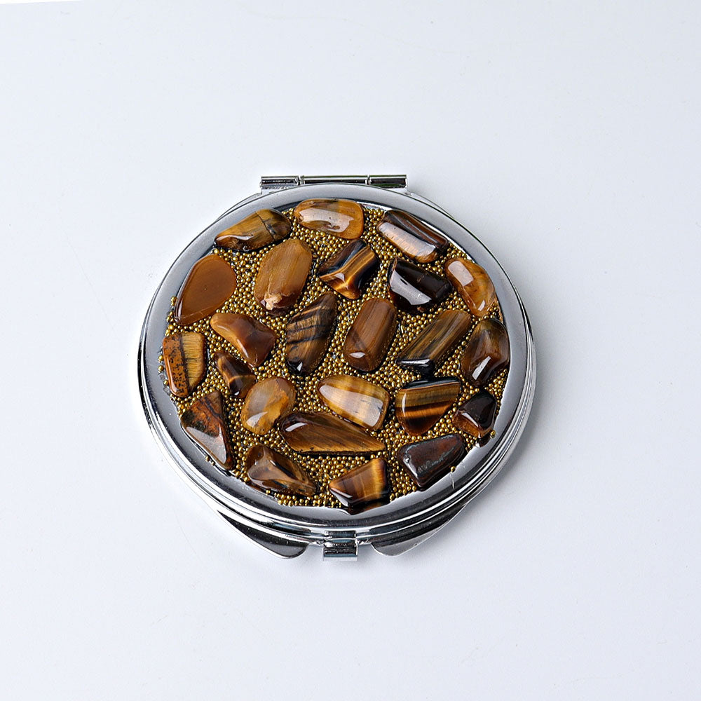 2.6-inch Amethyst and Tiger's Eye Crystal Specimen Mirror