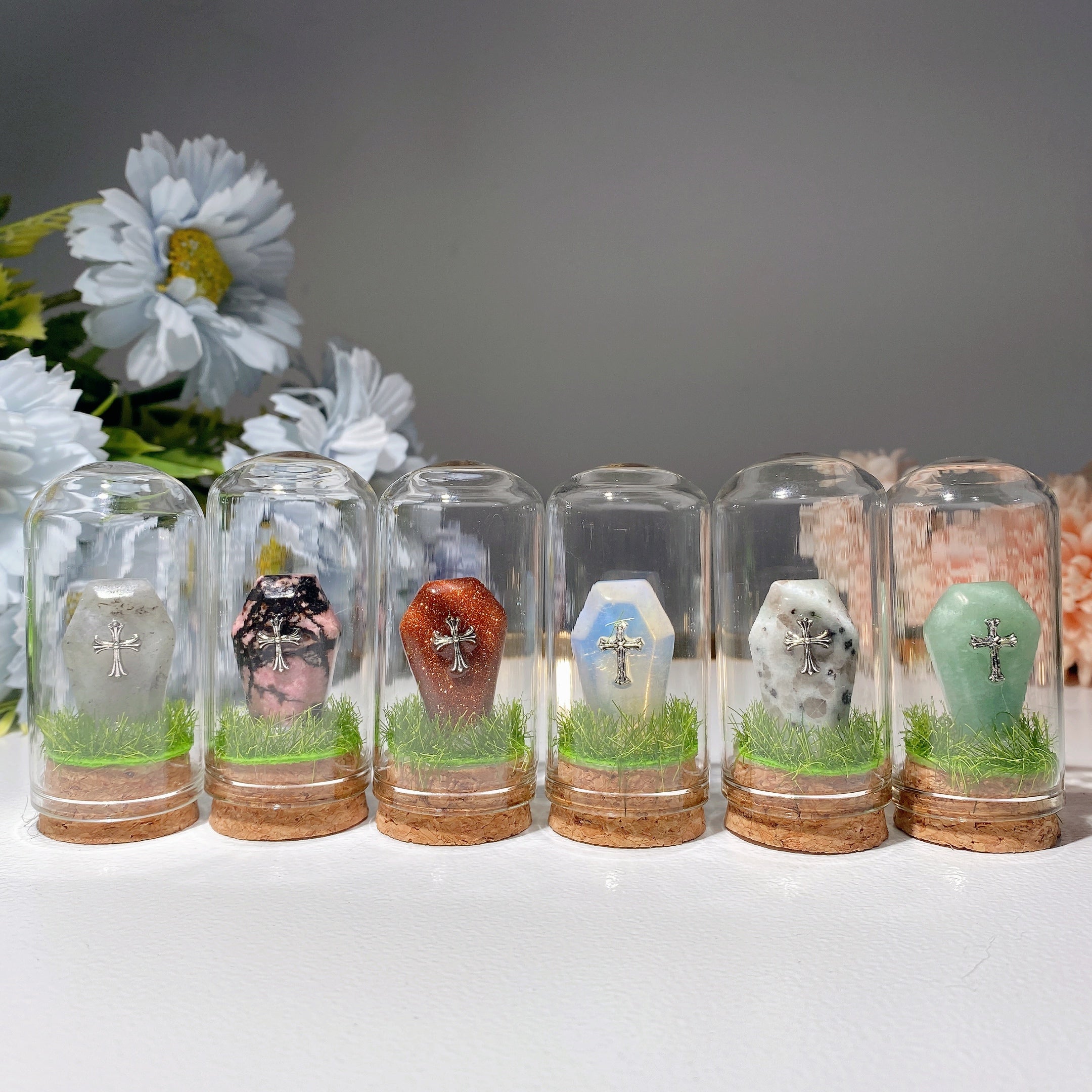 2.6 Inch Mixed Crystal Coffin Tombstone Healing Shapes
