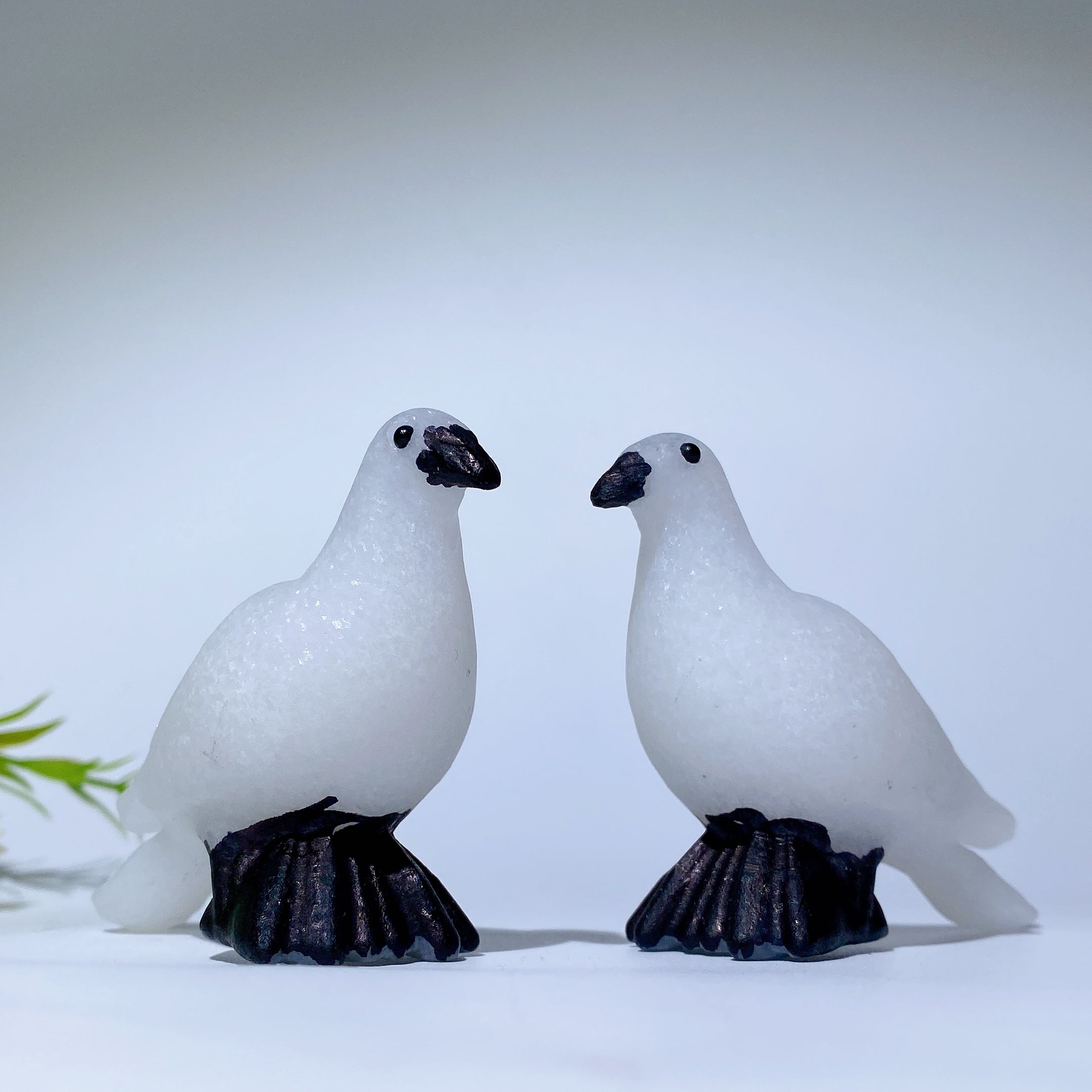 2.6 Inch White Jade Pigeon Crystal Figurine Healing Statue
