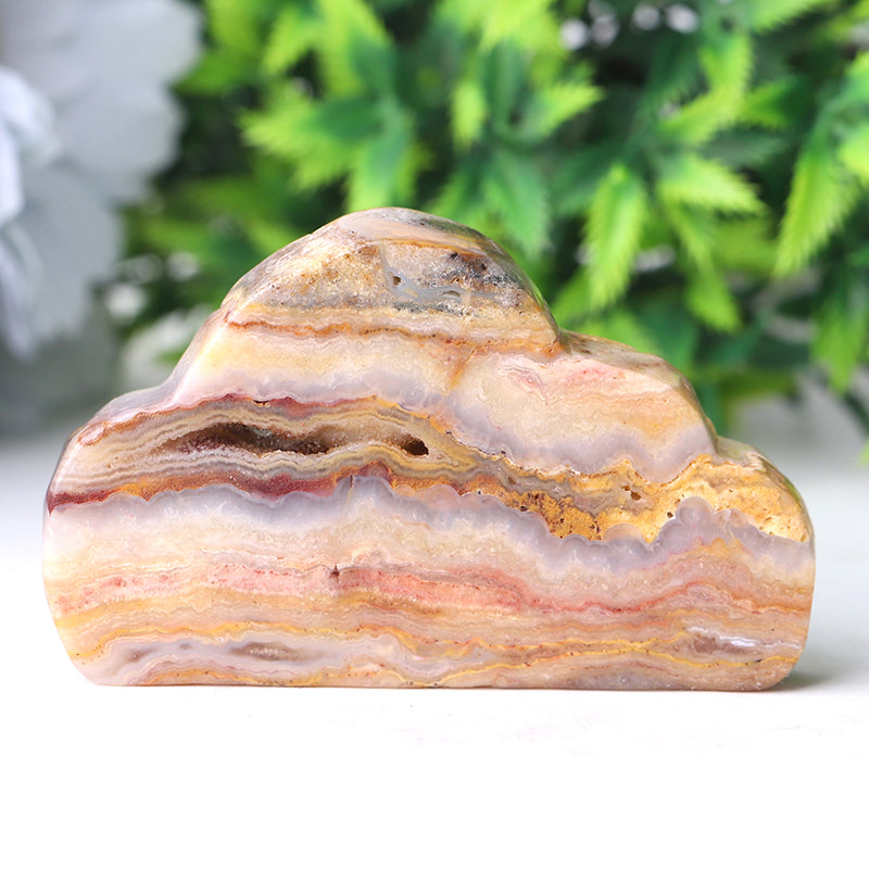 2.7" Crazy Agate Cloud Crystal Figurine Carving