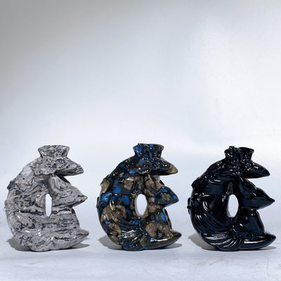 Figurine de guérison sculptée en cristal de renard et de lune de 2,7 pouces